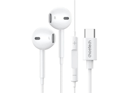 Casti In-Ear cu fir Choetech OC-A012-WH USB-C microfon reglare volum alb EARPHONE-OCA012-CHO