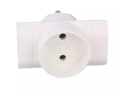 Conector AC supply splitter Layout 2P Type round flat white TIMEX-ELEKTRO R-1