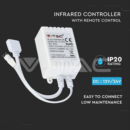 Controller LED RGB 24 butoane 12V/6A 24V/72W V-TAC