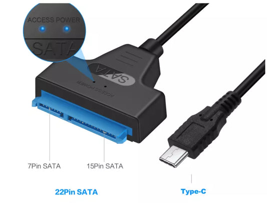 Convertor USB Type C - SATA 22 pini max 6TB HDD 2.5" si SSD