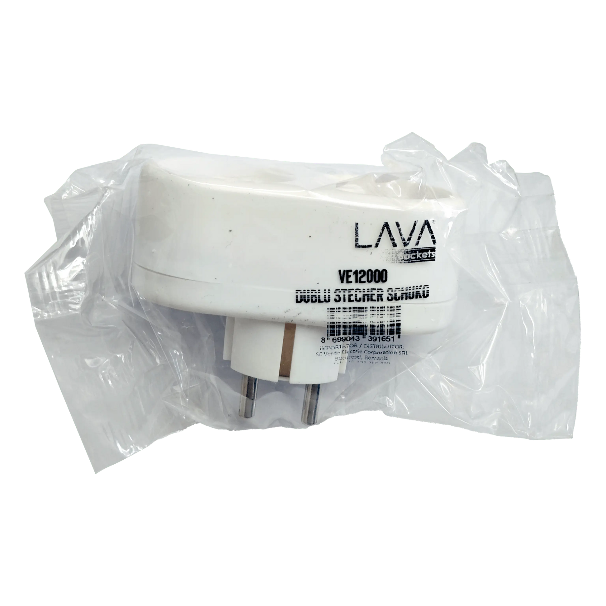 Dublu stecher 2x SCHUKO 16A 3500W alb/rosu VE12000 LAVA Sokets