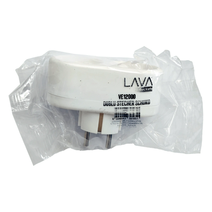 Dublu stecher 2x SCHUKO 16A 3500W alb/rosu VE12000 LAVA Sokets