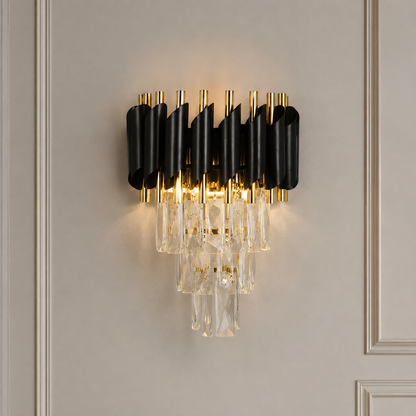 Aplică Cristal 2xE14 max 40W negru/auriu - ERSTE