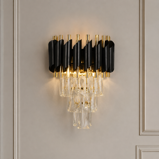 Aplică Cristal 2xE14 max 40W negru/auriu - ERSTE