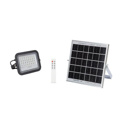 Proiector solar LED negru Novelite V2 50W 6500K cu panou solar separat, vedere frontala