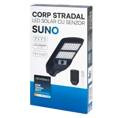 Corp stradal solar LED Suno 80W IP54 Novelite, detaliu montaj si instalare