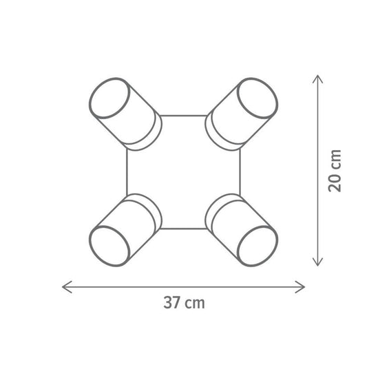 Plafoniera Hazy PL4 Klausen metal sticla fumurie negru, iluminat interior modern
