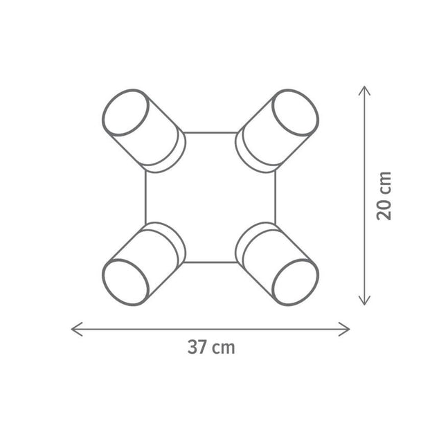 Plafoniera Hazy PL4 Klausen metal sticla fumurie negru, iluminat interior modern
