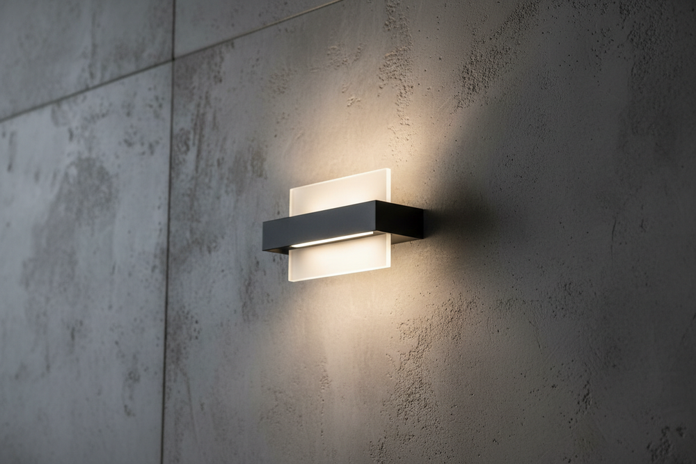 I want a single lamp on grey textured wall. a modern look 