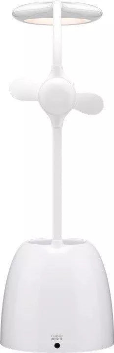 Lampa de birou cu ventilator Acumulator si Suport de pixuri alba Goobay
