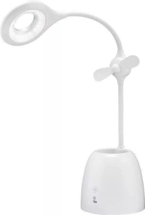 Lampa de birou cu ventilator Acumulator si Suport de pixuri alba Goobay