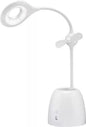 Lampa de birou cu ventilator Acumulator si Suport de pixuri alba Goobay