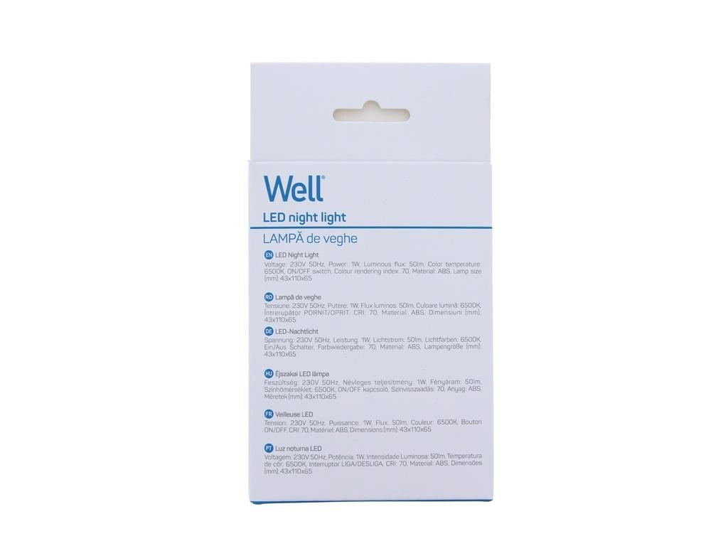 Lampa de veghe Well LEDNC-ARON-WL LED 1W 50lm 6500K cu intrerupator ON/OFF