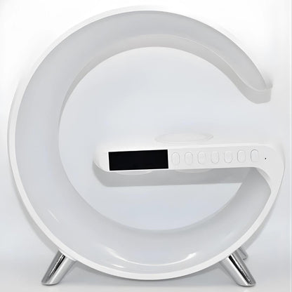 Lampa G RGB cu ceas cu alarma, lumina si sunet, difuzor Bluetooth si incarcator rapid wireless - eVoltaSmart
