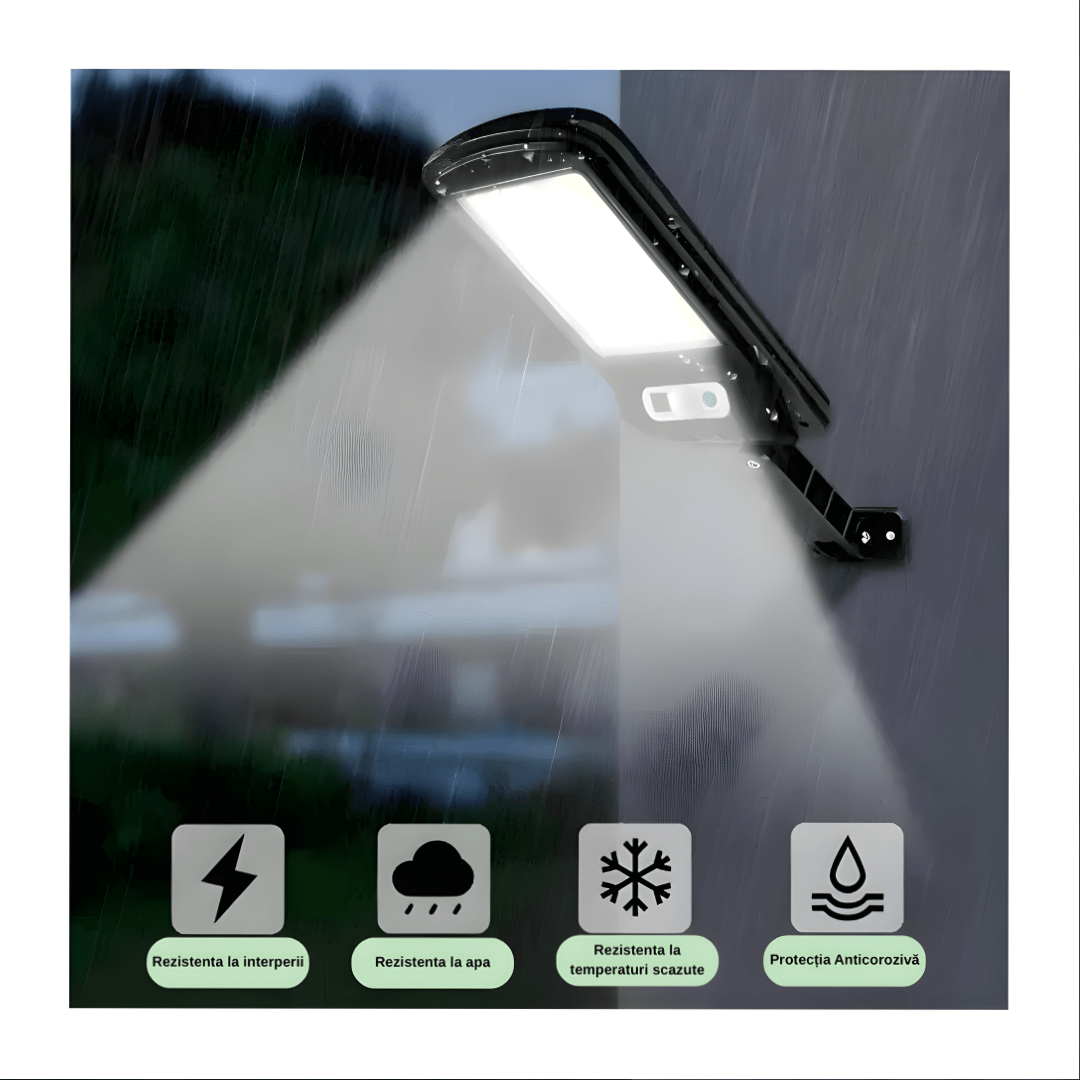 Lampa Solara LED Exterior 100W, 160 LED - uri, Senzor Miscare si Telecomanda - eVoltaSmart