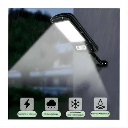 Lampa Solara LED Exterior 100W, 160 LED - uri, Senzor Miscare si Telecomanda - eVoltaSmart