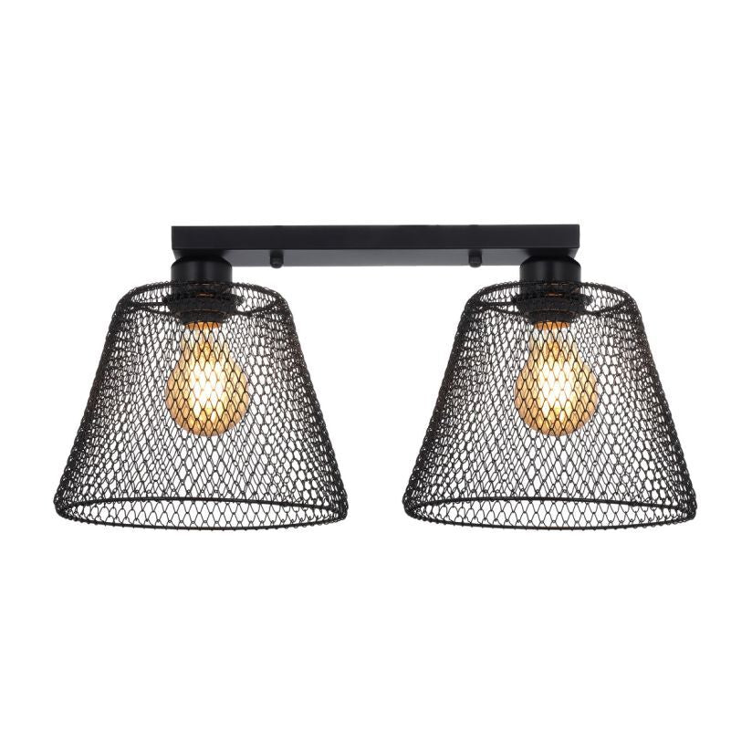 Plafoniera metal negru Loana PL2 B Klausen, corp iluminat tavan living dining, 46cm
