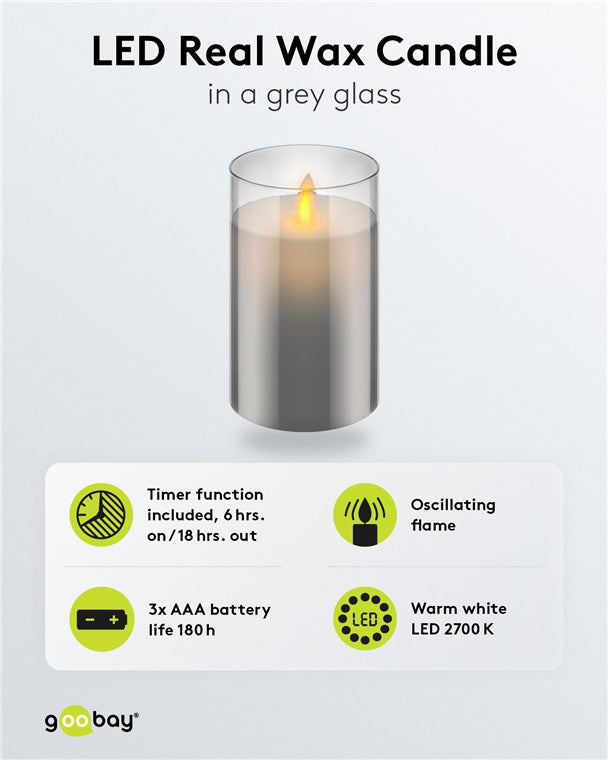 Lumanare LED Real Wax din sticla 7.5x12.5cm Goobay 60371