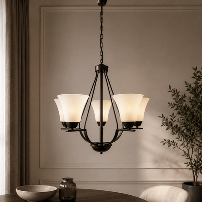 Lustra Midnight Negru+Alb 5xE27 40W - eVoltaSmart