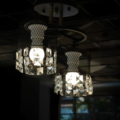 Lustra metal negru sticla Lustros PL2 Klausen, corp iluminat tavan living dining clasic
