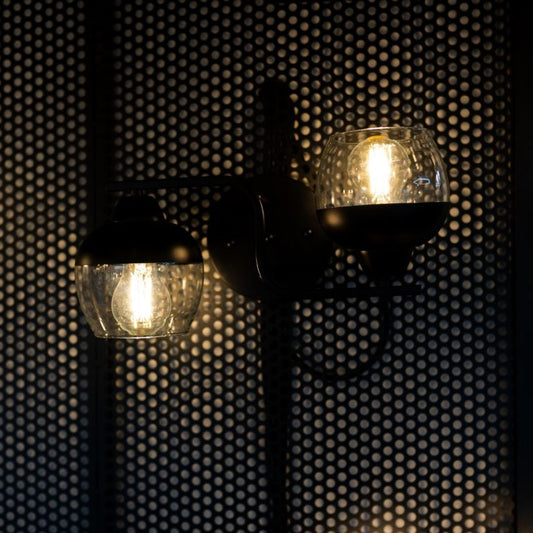 Lustra metal negru sticla transparenta Matty PL2 Klausen, corp iluminat tavan living dining
