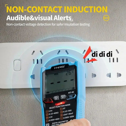 Multimetru digital Smart FNIRSI MT-40 auto-range True RMS afisaj iluminat tester tensiune NCV 600A
