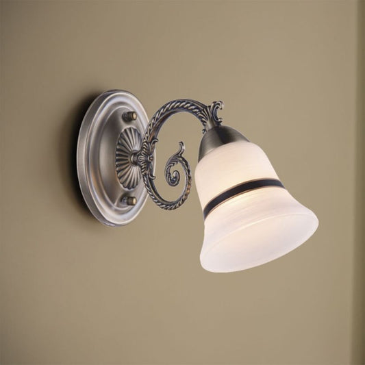 Aplică perete bronz antic sticlă albă Niky AP1 Klausen, iluminat interior clasic living dormitor
