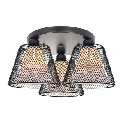 Plafoniera rotunda Klausen NOVOS PL3 R abajur textil negru 3 surse E27 living dining dormitor
