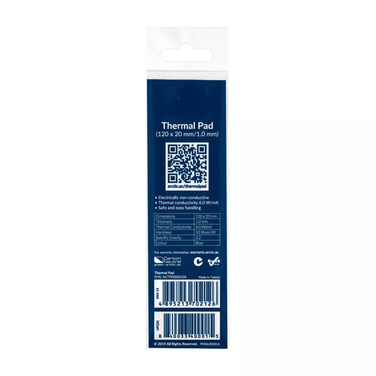 Pad termic Arctic 6W/mK grosime 1mm 120x20mm set 2buc