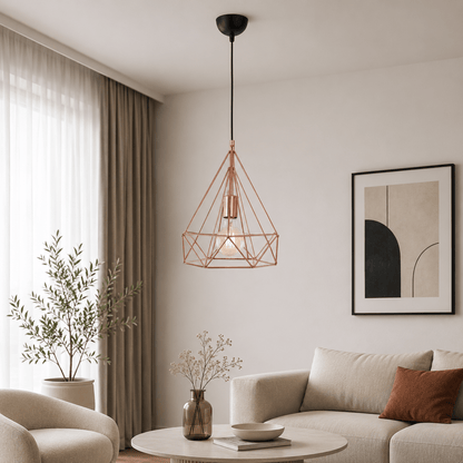 Pendul Piramit 1Xe27 Negru Cupru – OKTAY | 10101 - eVoltaSmart