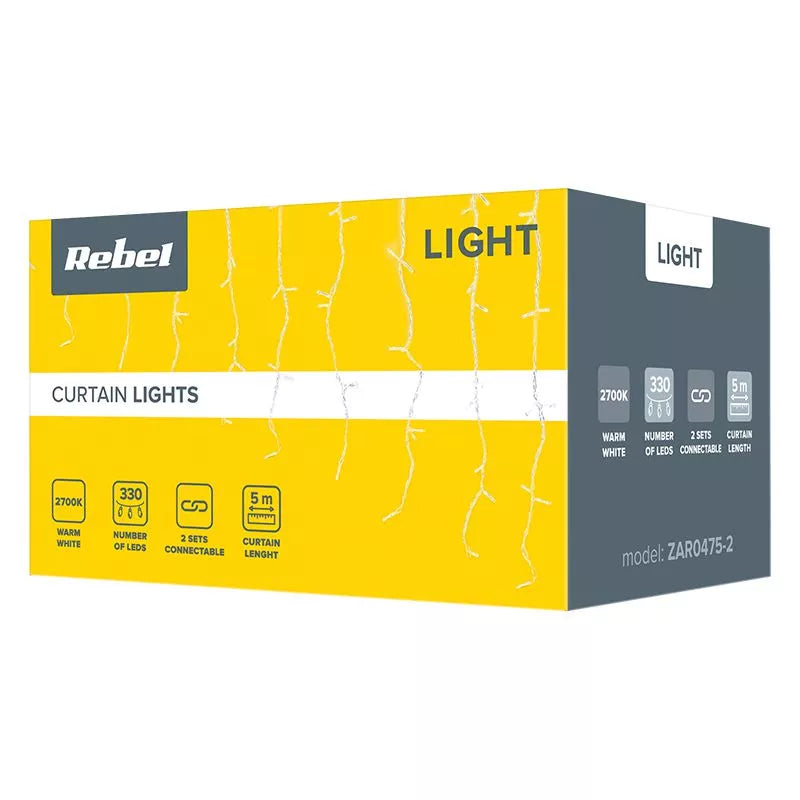 Perdea 330 LED-uri IP44 alb cald 5m 6W REBEL