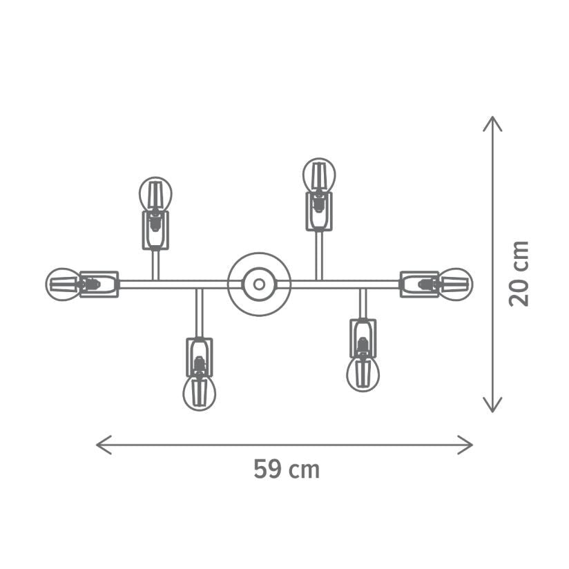 Plafonieră AGLET PL6, KL100030, 6xE27, auriu, alb - eVoltaSmart