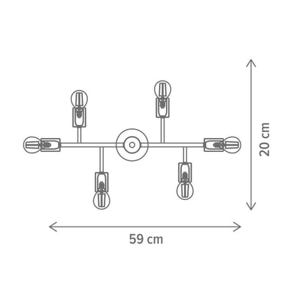 Plafonieră AGLET PL6, KL100030, 6xE27, auriu, alb - eVoltaSmart