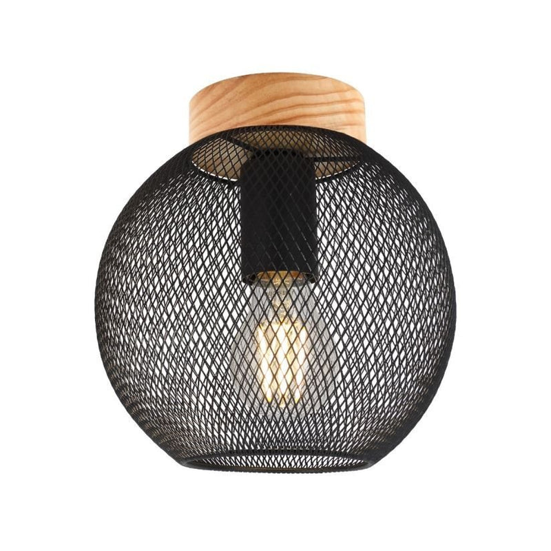 Plafonieră MATROZ PL1, KL100015, 1xE27, negru, natur - eVoltaSmart