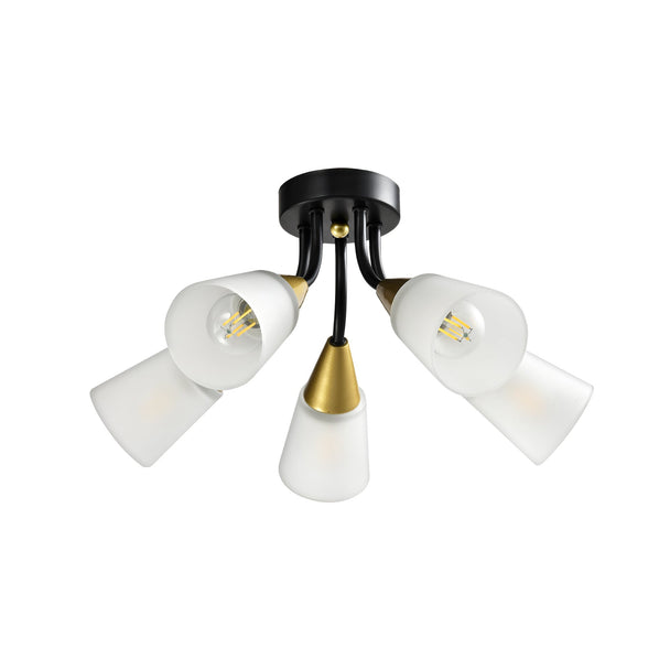Plafonieră STORM PL5, KL100032, 5xE14, alb, negru, auriu - eVoltaSmart