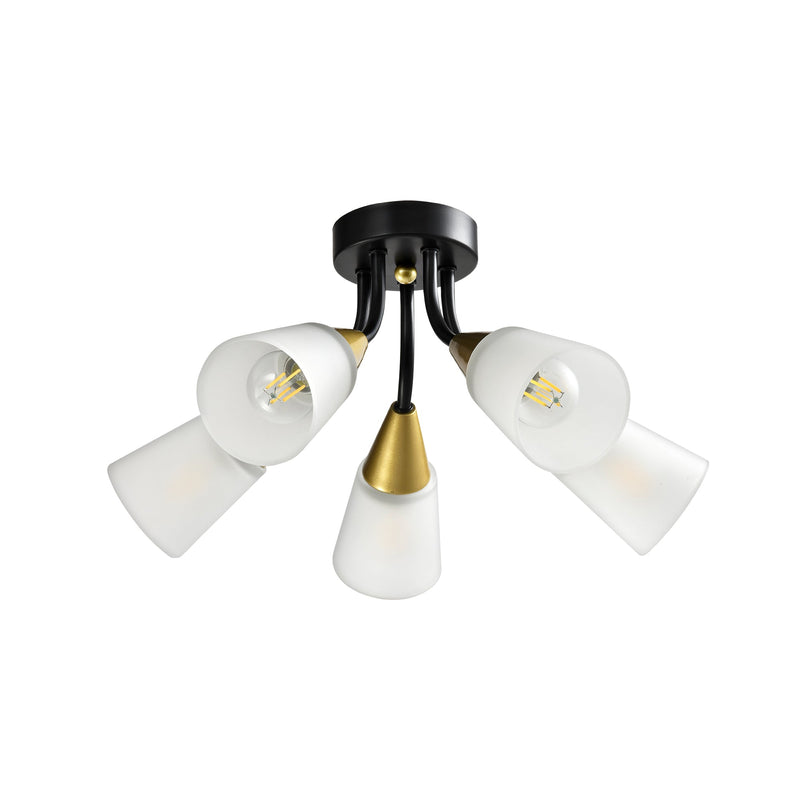 Plafonieră STORM PL5, KL100032, 5xE14, alb, negru, auriu - eVoltaSmart