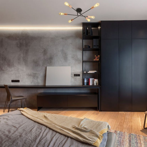 Plafonieră STRAIGHT PL6, KL100008, 6xE27, negru, cupru - eVoltaSmart