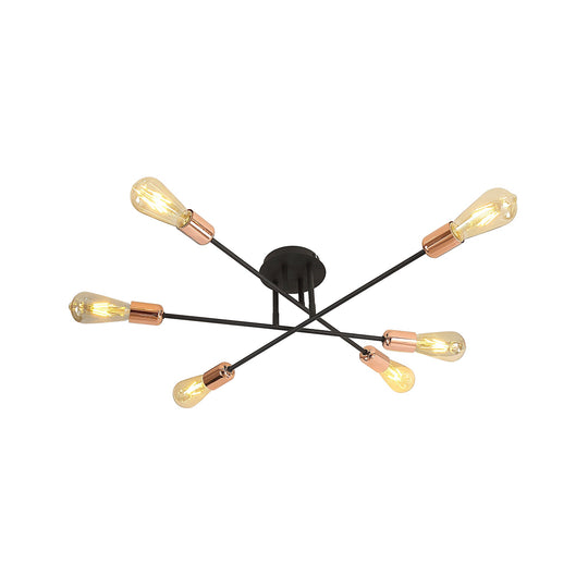 Plafonieră STRAIGHT PL6, KL100008, 6xE27, negru, cupru - eVoltaSmart