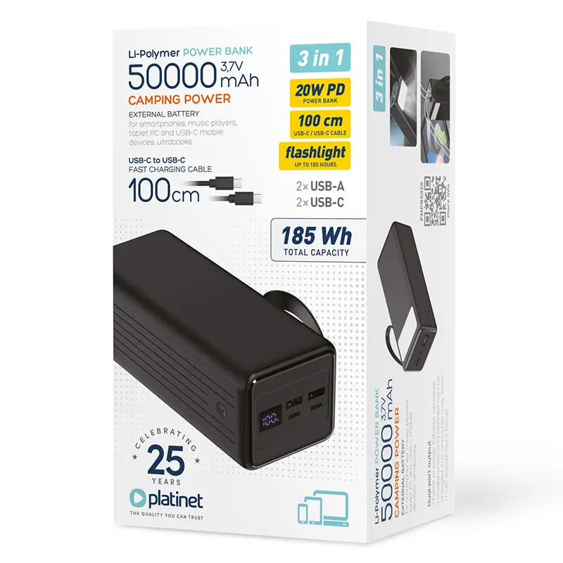 POWER BANK 50000mAh PD 20W 2x USB-A /2x USB-C PLATINET PMPB5020