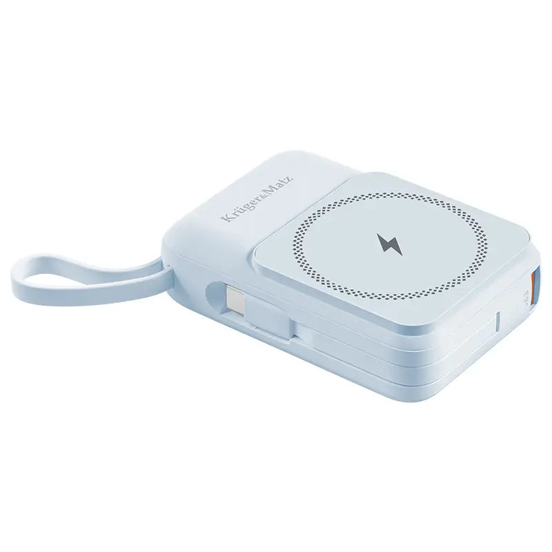 Power Bank inductie Kruger&Matz KM0913-BL 10000mAh Li-ion Mag Safe wireless 15W / USB-C 20W /USB-A 22.5W / Lightning 10W