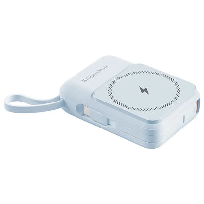 Power Bank inductie Kruger&Matz KM0913-BL 10000mAh Li-ion Mag Safe wireless 15W / USB-C 20W /USB-A 22.5W / Lightning 10W