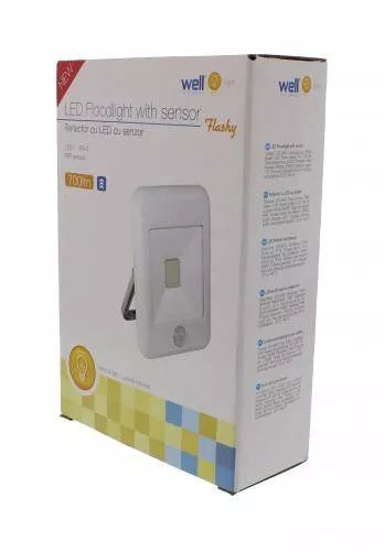 Proiector LED cu senzor 10W 700lm IP44 4000K alb Well