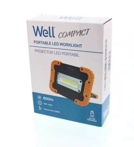 Proiector LED portabil cu baterie 4x AA 10W 600lm IP44 Well