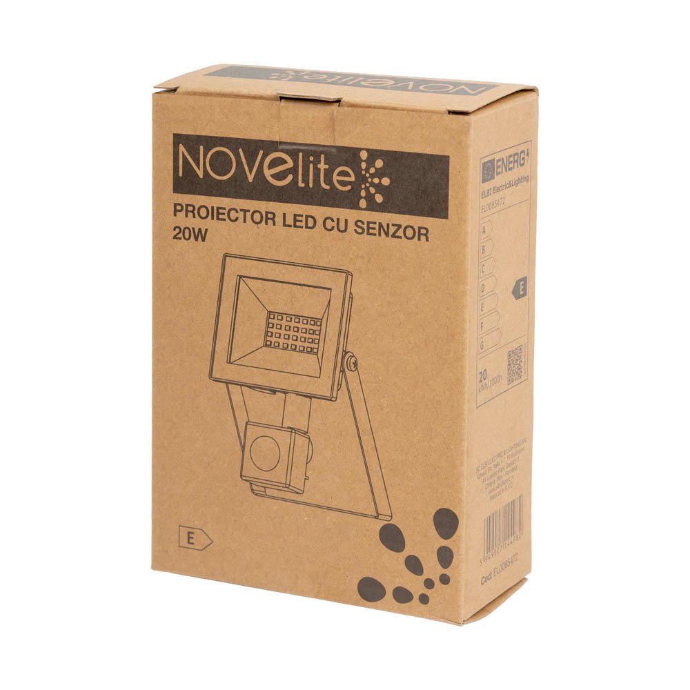 Proiector senzor slim LED SMD V4 20W 6500K IP65, Novelite - eVoltaSmart