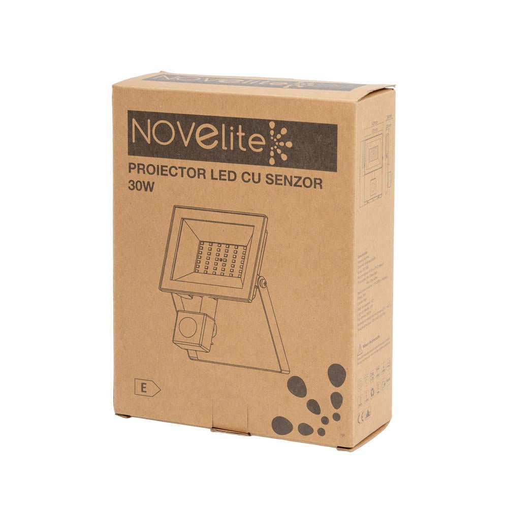 Proiector senzor slim LED SMD V4 30W 6500K IP65, Novelite - eVoltaSmart