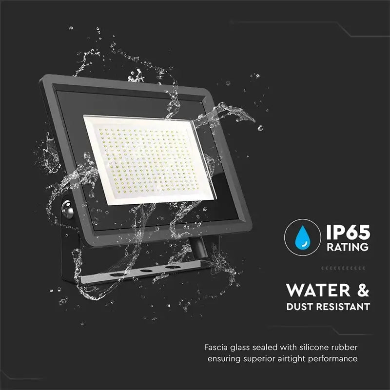 Reflector LED SMD 200W 17600lm 6400K alb rece IP65 negru V-tac SKU-6734
