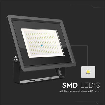Reflector LED SMD 200W 17600lm 6400K alb rece IP65 negru V-tac SKU-6734
