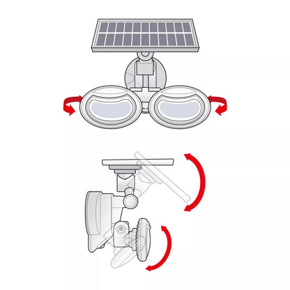 Reflector solar 8W 500lm IP65 cu senzor de miscare si cap rotativ 2 LED-uri COB