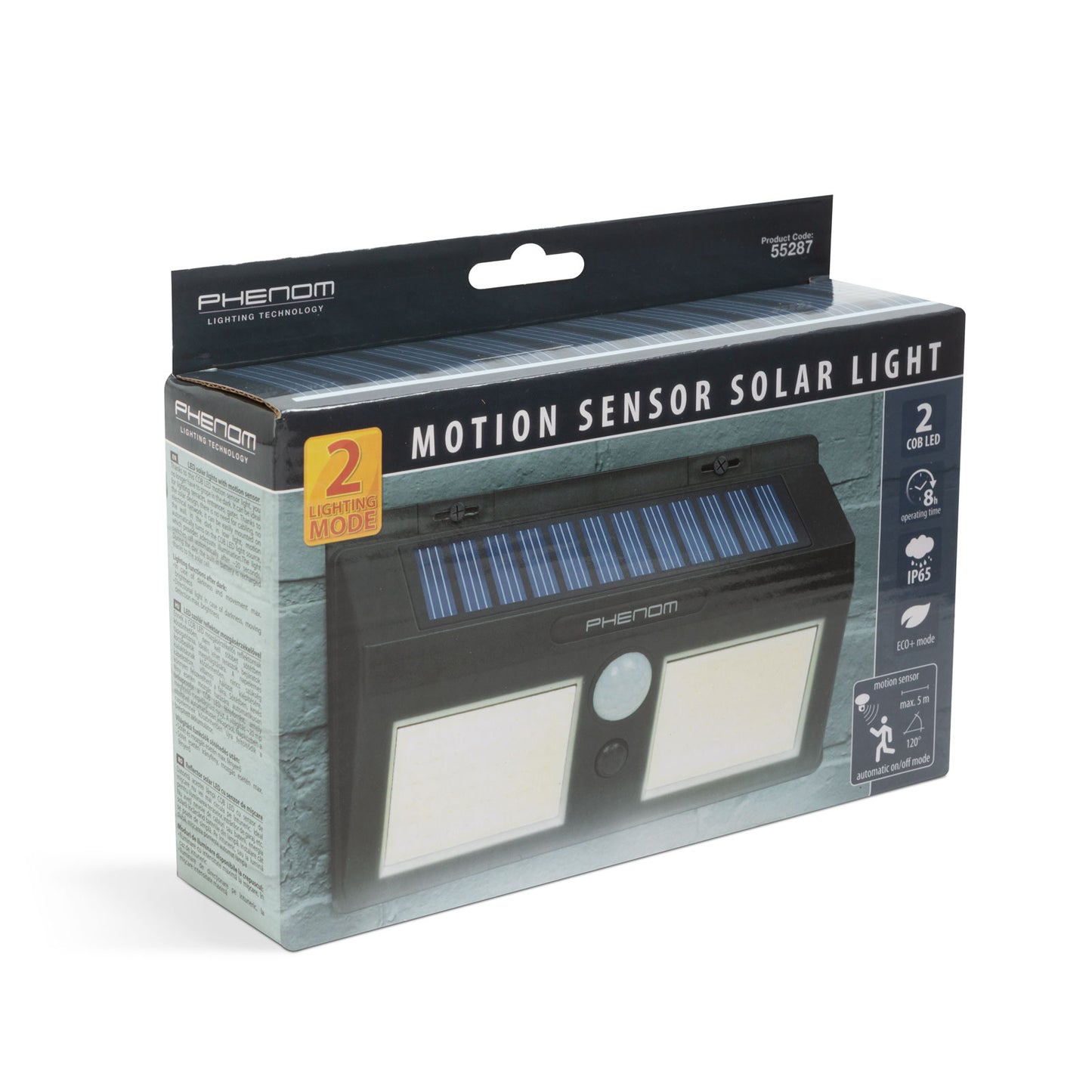 Reflector solar cu senzor de miscare perete 5W 300lm COB LED IP65 Phenom Lighting 55287