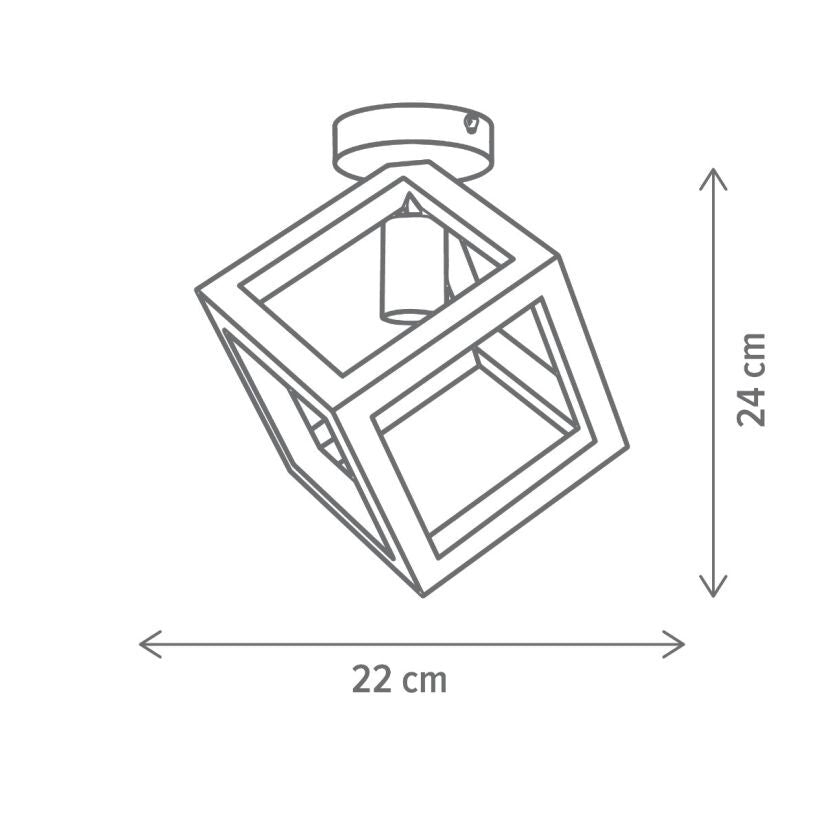 Plafoniera RHOMBUS PL1 Klausen KL101050 vedere completa lemn metal natur iluminat interior modern
